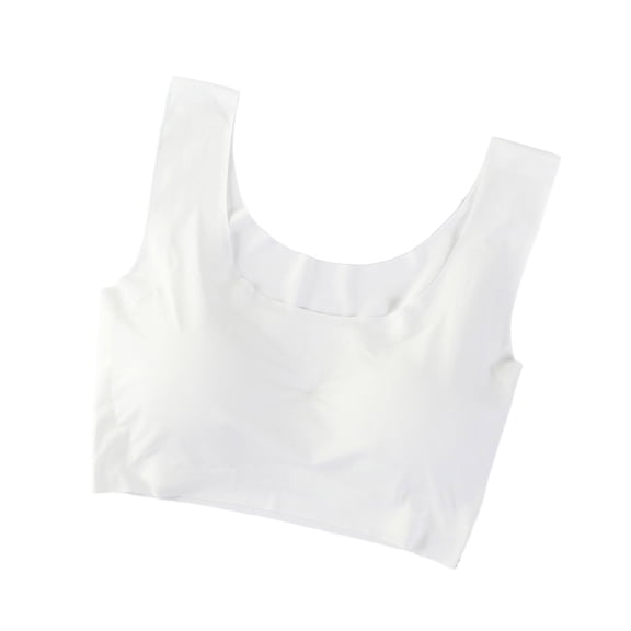 Alun Smooth Seamless T-Shirt Bras for Women Lightweight Stretch Comfort Longline Sport Bralettes Everyday Wireless Thin Padding Full-Coverage for a Natural Shape White M