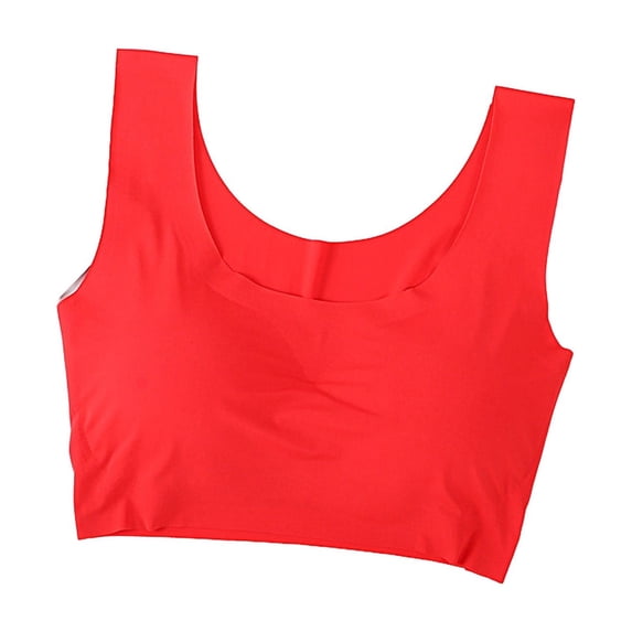 Alun Smooth Seamless T-Shirt Bras for Women Lightweight Stretch Comfort Longline Sport Bralettes Everyday Wireless Thin Padding Full-Coverage for a Natural Shape Red XXXL