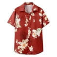 thumbnail image 1 of Alun Tropical Floral Button-Down Shirts for Women Relaxed Fit Short Sleeve Summer Tops Casual Lightweight Breathable Hawaiian Style Beach Vacation Blouses 3—Red XXL, 1 of 5