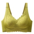 thumbnail image 1 of Alun Wireless Bras for Women Fixed Cup Supportive Floral Lace Trim V-Neck Bra Adjustable Straps Full Coverage Everyday Bralettes Suitable for Big Breasts Green XXXL, 1 of 2