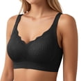 thumbnail image 1 of Alun Wireless Bras for Women No Underwire Full Coverage Adjustable Strap Comfort Ribbed Supportive Bra Massage Cups Push up Bralettes for Everyday Wear Black L, 1 of 4