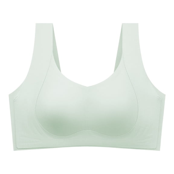 Alun Wireless Jelly Bras for Women Full Coverage Supportive T Shirt Bra Smoothing Seamless Lightweight Breathable Everyday Wear Bralette Gentle Support All-Day Lift Green L