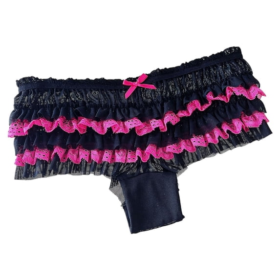 Alun Women's Lace Panties Ruffle Layering Cake Panties Comfortable Breathable Soft Low Rise Cute Bikini Underwear for Ladies Stylish Daily Wear Red One Size