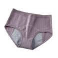 thumbnail image 1 of Alun Women's Leak Proof Soft and Breathable Underwear Simple Solid Color Ribbing Period Panties Lightweight Breathable Mid Waisted Briefs for Menstruation Purple XL, 1 of 3