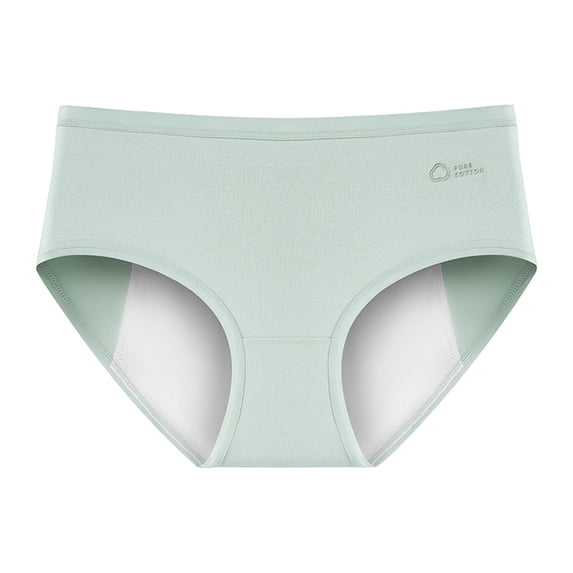 Alun Women's Underwear Menstrual Leak Proof Soft Elastic Comfortable Panties Pure Color Smooth Seamless Full Coverage Period Panties for Ladies Light Green L