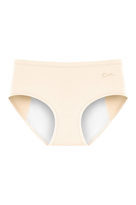 Women's Underwear Menstrual Leak Proof Soft Elastic Comfortable Panties Pure Color Smooth Seamless Full Coverage Period Panties for Ladies Light Yellow M