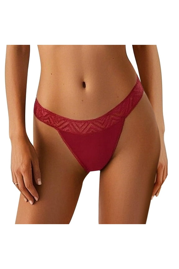 Women's Reusable Thong Lace Underwear 4 Layer Leak Proof Solid Color Panties Comfortable Breathable Ladies Plus Size Fashion Underwear Red L
