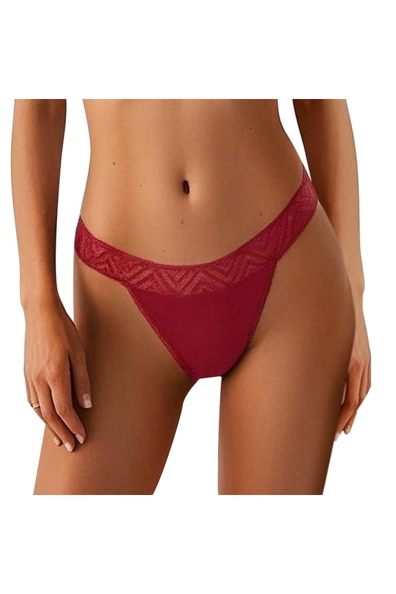 Women's Reusable Thong Lace Underwear 4 Layer Leak Proof Solid Color Panties Comfortable Breathable Ladies Plus Size Fashion Underwear Red XL