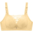 thumbnail image 1 of Alun Women's Wireless Push up Bras Floral Lace Splicing Design Seamless T Shirt Bra Comfort Light Support Thin Padded Full Coverage Everyday Wear Bralettes Light Yellow 44, 1 of 3