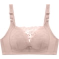 thumbnail image 1 of Alun Women's Wireless Push up Bras Floral Lace Splicing Design Seamless T Shirt Bra Comfort Light Support Thin Padded Full Coverage Everyday Wear Bralettes Light Gray 42, 1 of 3