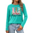 thumbnail image 1 of Alun Womens Long Sleeve T Shirts Happy Easter Festival Letter Print and Graphic Tee Tops 2026 Spring and Summer Casual Clothes Soft Comfortable Workout Leisure T-Shirt 2-Mint Green XL, 1 of 4