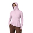thumbnail image 1 of Alun Womens Upf 50+ Full Zipper Fishing Hoodie Shirt with Facial Occlusion and Thumb Holes Design Lightweight Pure Slim Fit Long Sleeve Hooded Tops with Pockets 1—Pink XL, 1 of 8