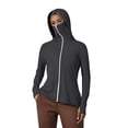 thumbnail image 1 of Alun Womens Upf 50+ Full Zipper Fishing Hoodie Shirt with Facial Occlusion and Thumb Holes Design Lightweight Pure Slim Fit Long Sleeve Hooded Tops with Pockets 2—Black S, 1 of 8