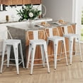 thumbnail image 1 of Alunaune 24" Metal Bar Stools Set of 4 Counter Height Barstools  Counter Stool Kitchen Bar Chairs Indoor Outdoor-Low Back, Distressed White, 1 of 18