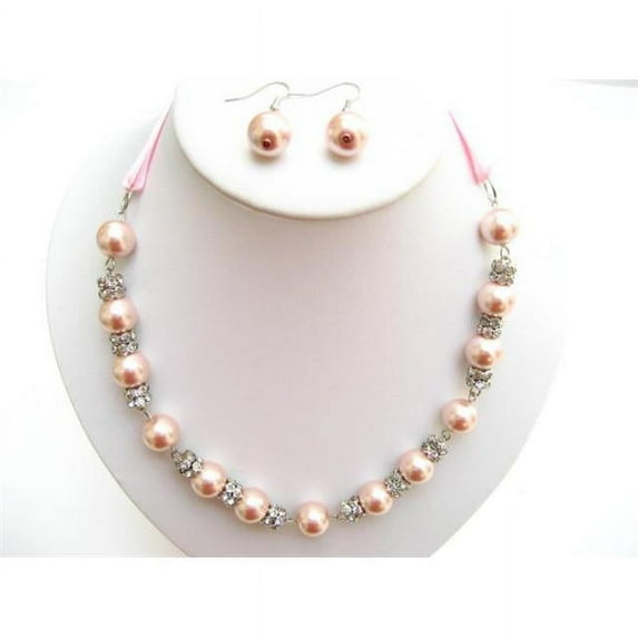 Alur Jewelry 18655WH 18 in. Pearl Ribbon Necklace and Earring set in White