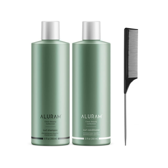 Aluram Curl Shampoo & Conditioner Set, 12.0 Fl Oz (with Free Tail Combs