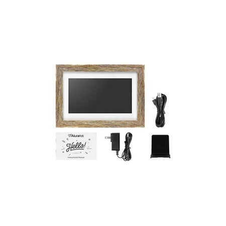 Aluratek - 10" LCD Wi-Fi Touchscreen Digital Photo Frame - Distressed Wood