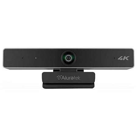 Aluratek - 4K Ultra HD Live Broadcast Webcam - Black and Brushed Silver