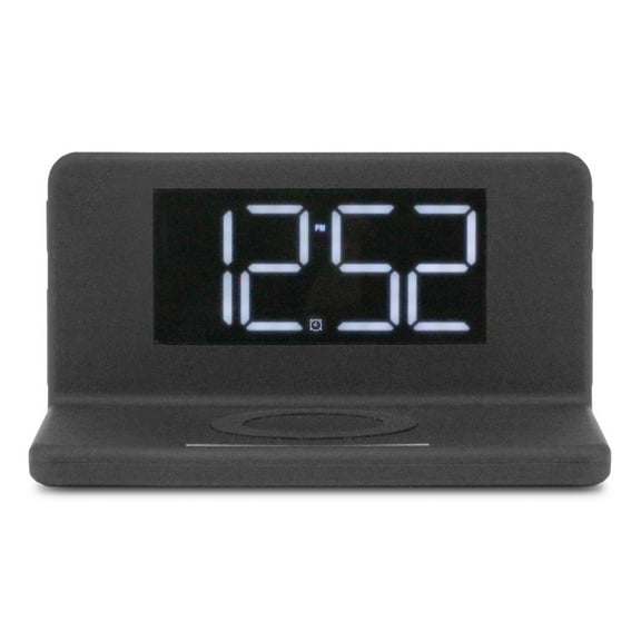 Aluratek ABQC03F Qi Wireless Charging Alarm Clock with Nightlight - Wireless charging mat + AC power adapter (USB)