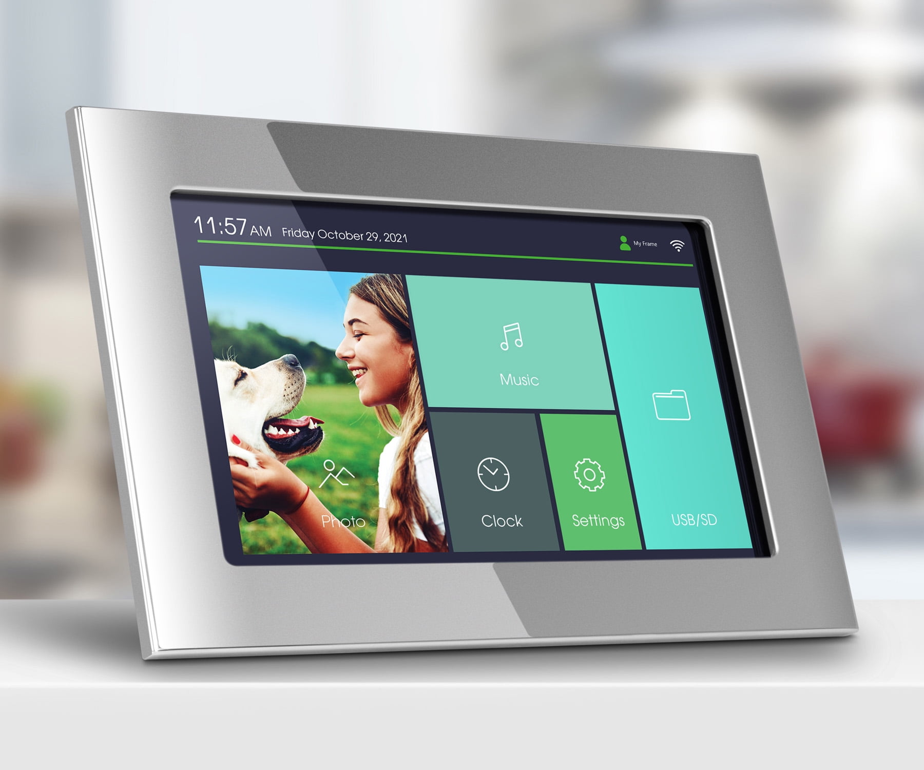 Aluratek ASHDPF210F - 10 WiFi Digital Photo Frame with Touchscreen LCD Display and 16GB Built-in Memory, Silver