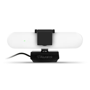 Aluratek 4K HD Ring Light Webcam with Dual Stereo Noise Cancelling Mics, White/Black