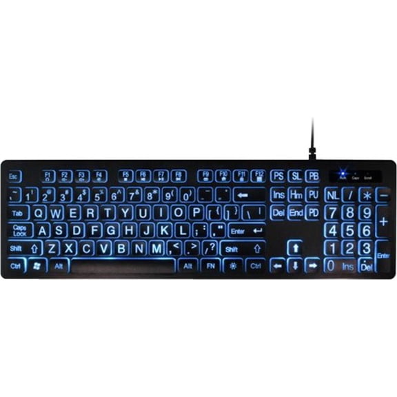 Aluratek Large Print Tri-color LED Backlight Illuminated Keyboard (akbled01fs)