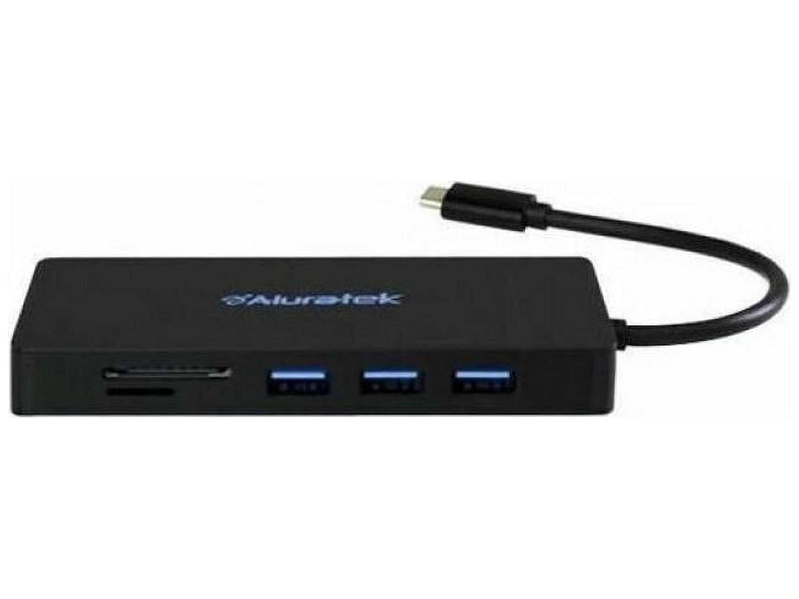 Aluratek AUMC0311F - USB Type-C 100W PD Multimedia Hub and Card Reader with HDMI/VGA - for Hard Drive/Monitor/TV/Projector - Memory Card Reader - microSD, SD - USB Type C - 4K, Full HD