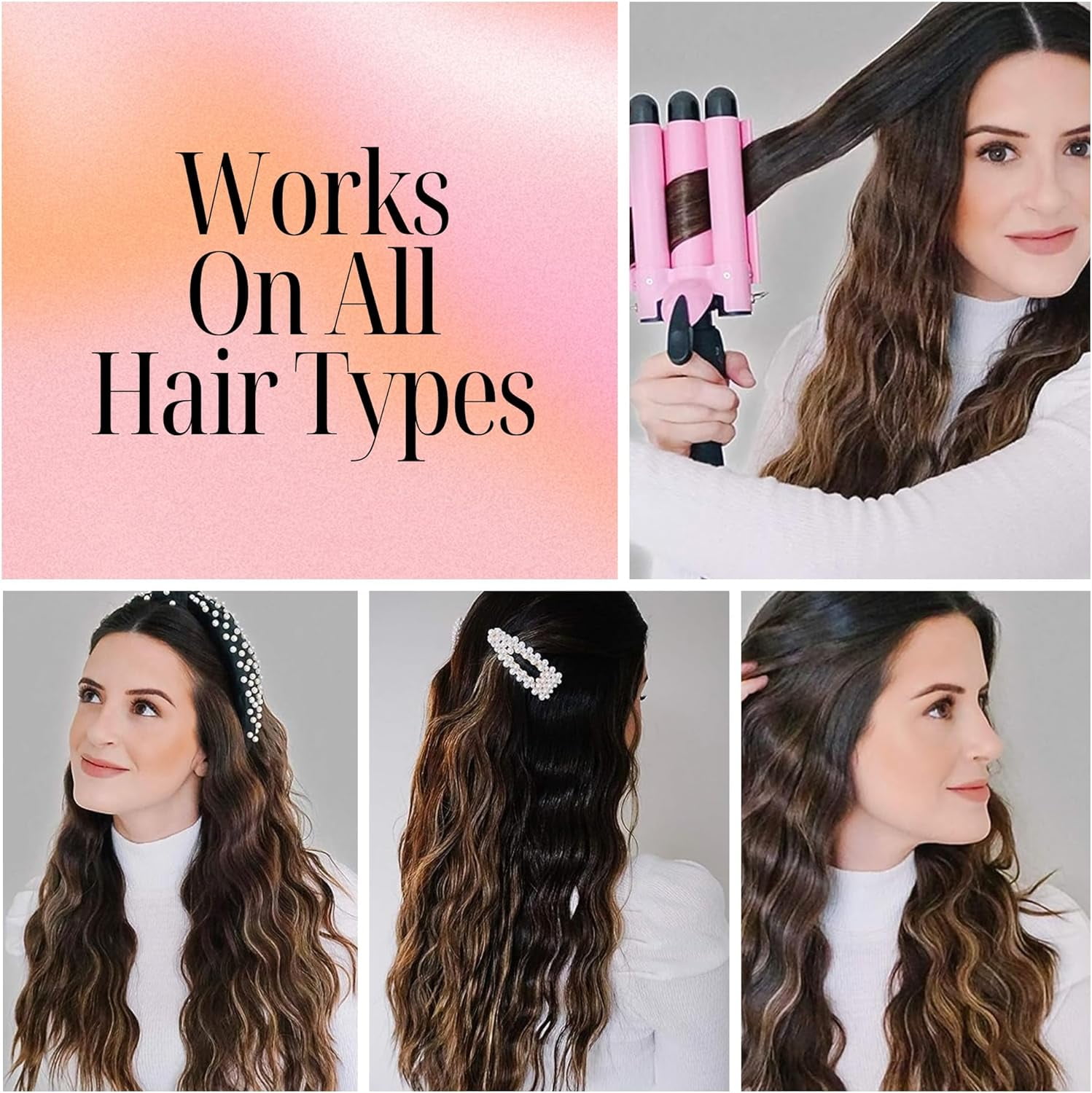 Alure Three Barrel Curling Iron Wand Hair Waver with LCD Temperature