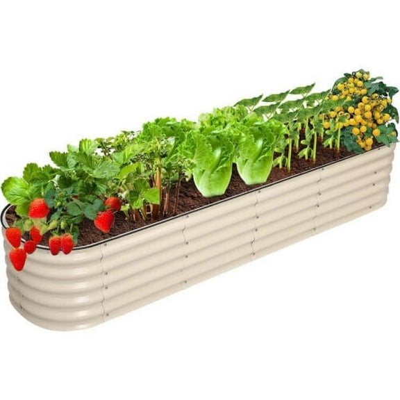 Aluzinc Raised Garden Bed Kit, Planter Raised Bed ,17" Tall, 9 in 1 Series for Flowers, Vegetables, Fruites (Pearl White)