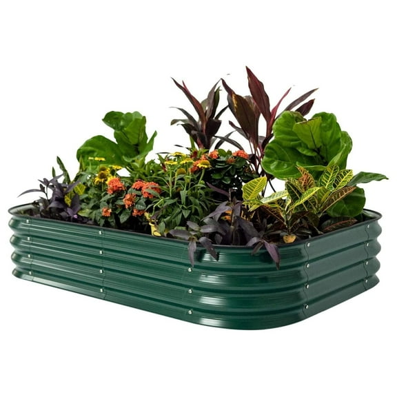 Aluzinc Raised Garden Bed Kits, 11" Tall 6 in 1 Modular Metal Raised Planter Bed for Vegetables Flowers Patio Ground Planter Box-British Green