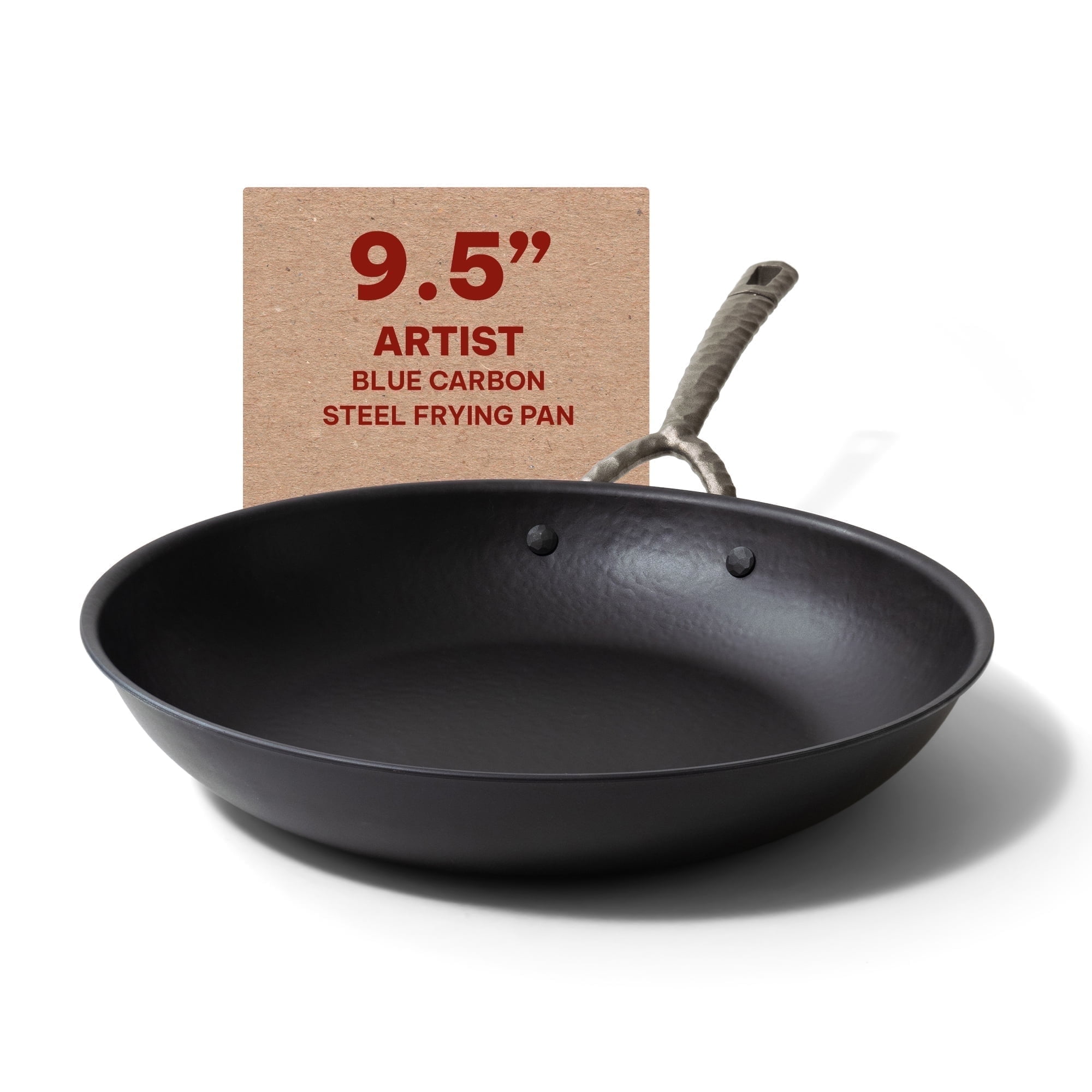 Alva 9.5" Black Carbon Steel Nonstick Frying Pan with Hammered Handle