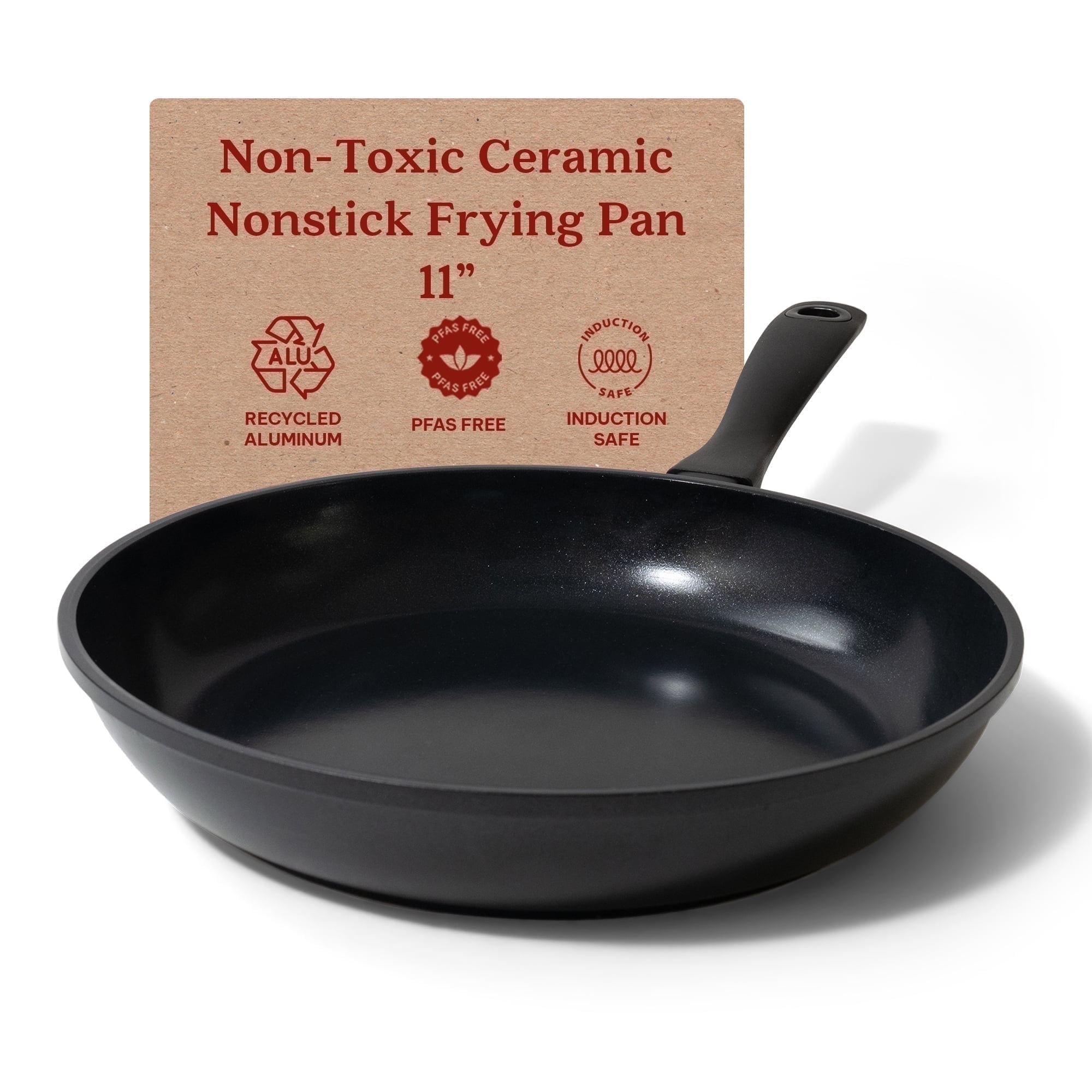 Alva 11" Black Nonstick Cast Aluminum Frying Pan with Ceramic Coating