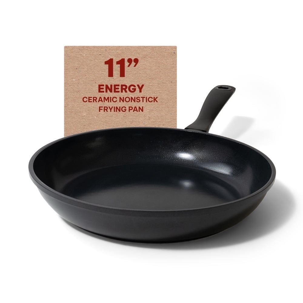 Alva 11" Black Nonstick Cast Aluminum Frying Pan with Ceramic Coating