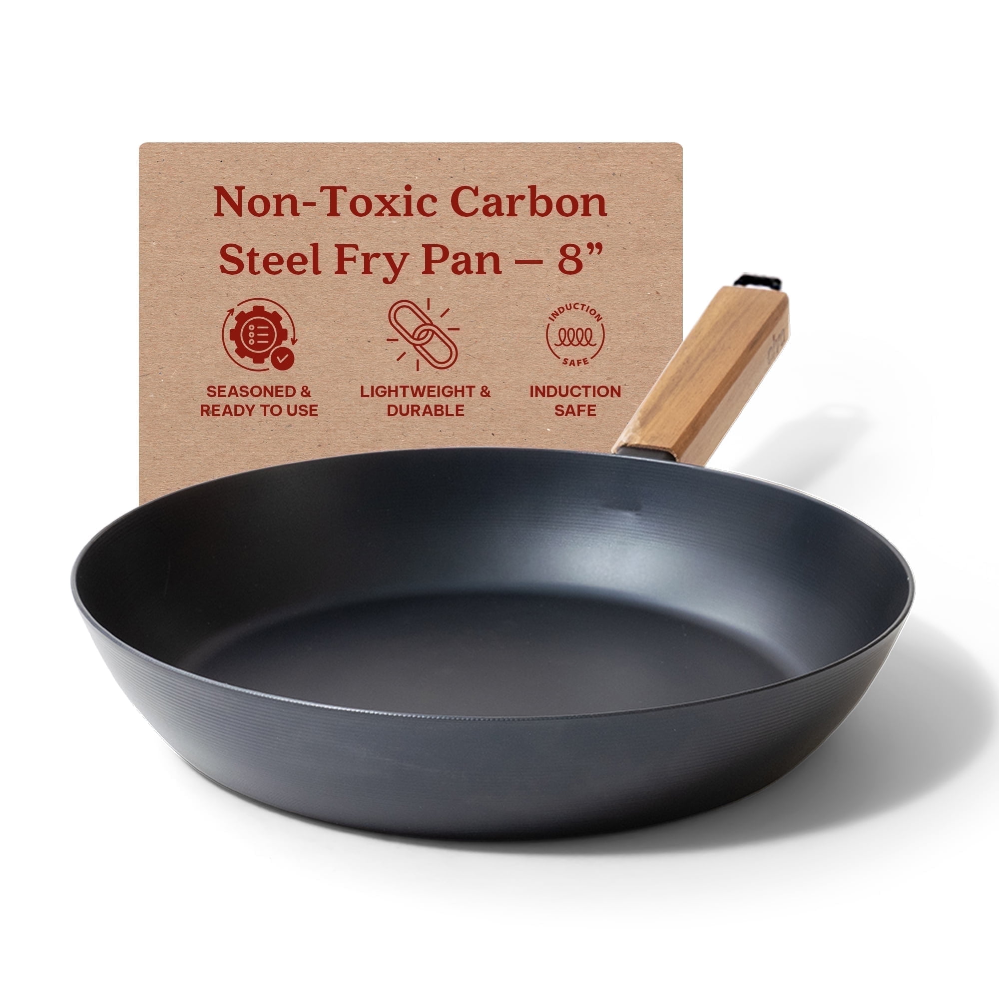Alva Forest 8" Nonstick Carbon Steel Frying Pan with Acacia Handle