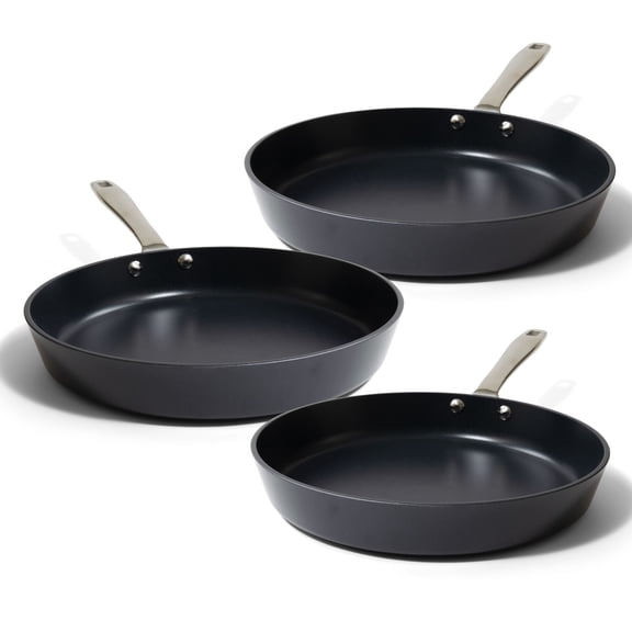 Alva Maestro Nonstick Ceramic Frying Pan 3-Piece Set - Easy to Clean, Oven Safe and Made without Harmful Chemicals - Induction and All Stovetop Compatible with Even Heat Distribution