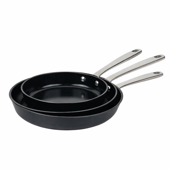 Alva Maestro Nonstick Ceramic Frying Pan 3-Piece Set - Easy to Clean, Oven Safe and Made without Harmful Chemicals - Induction and All Stovetop Compatible with Even Heat Distribution
