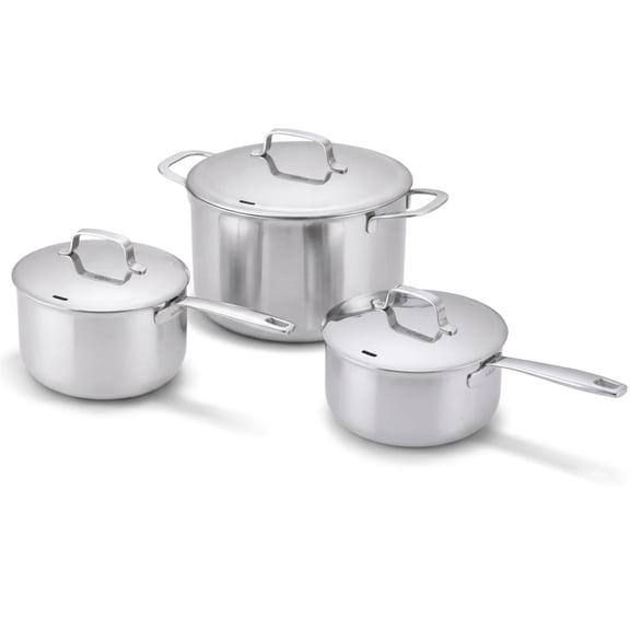 Alva Maestro 5-Ply Fully Clad Stainless Steel Saucepan & Stock Pot Set, 3-Piece