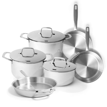 Alva Maestro Cookware Set 9-Piece Set - Stainless Steel Pans and Pots - Oven Safe, Easy to Clean and Made without Harmful Chemicals - Induction & All Stovetop Compatible with Even Heat Distribution