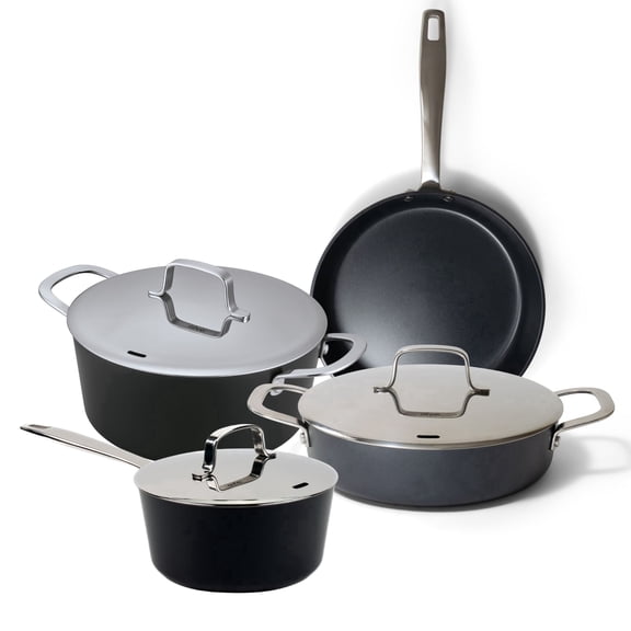 Alva Maestro Cookware Set 7-Piece Set - Nonstick Ceramic Pans and Pots - Oven Safe, Easy to Clean and Made without Harmful Chemicals - Induction & All Stovetop Compatible with Even Heat Distribution