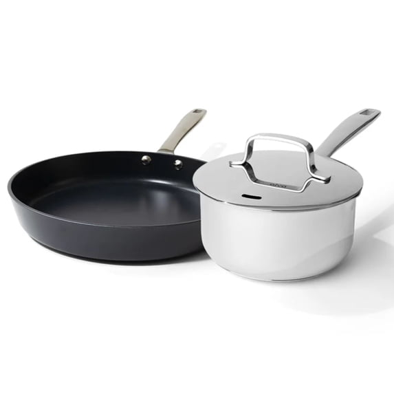 Alva Maestro Cookware Set 3-Piece Set - 8" Nonstick Ceramic Frying Pan and 1.7Qt. Saucepan with Lid - Oven Safe, Easy to Clean and Made without Harmful Chemicals - Induction & All Stovetop Compatible
