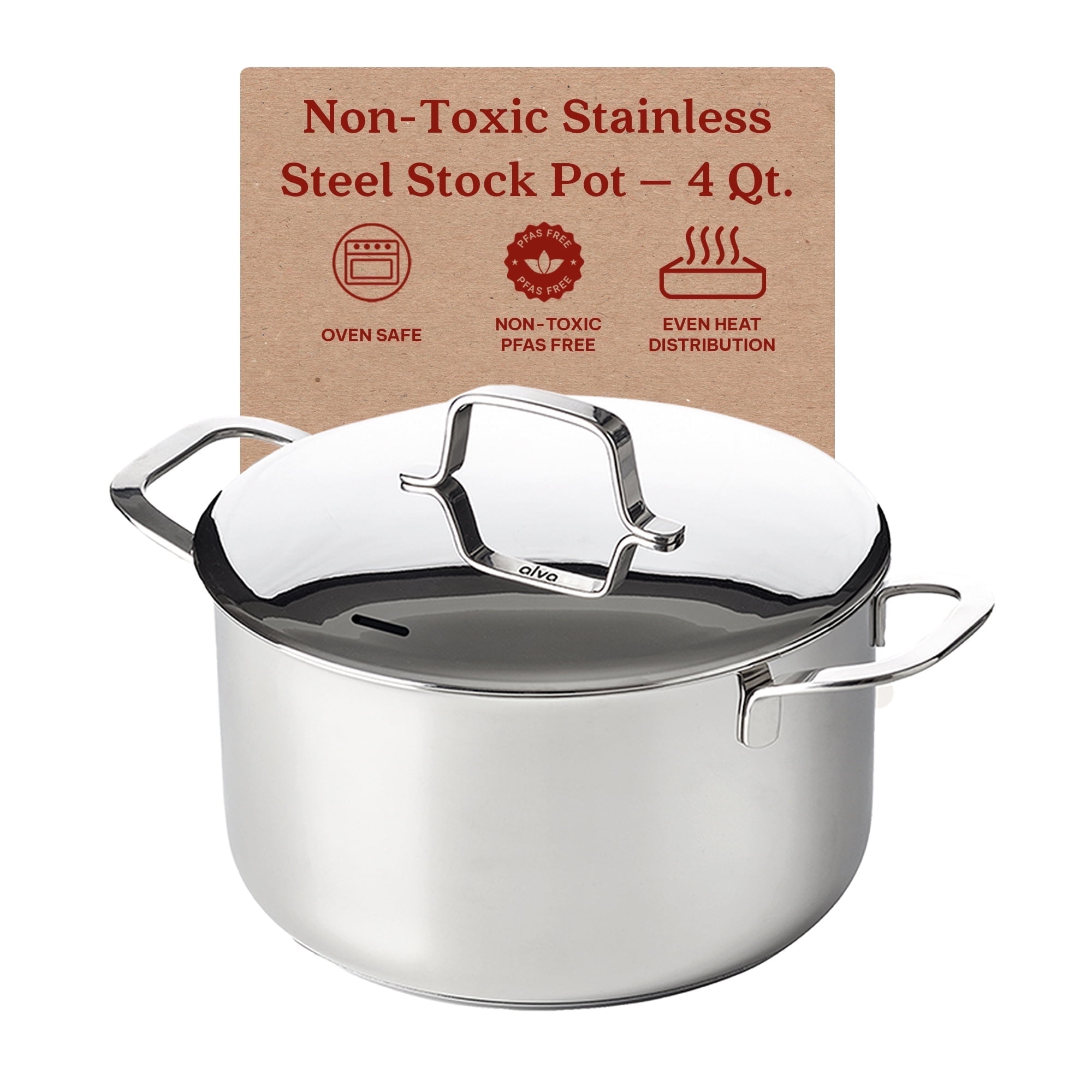 Alva Maestro 4 Qt. Stainless Steel Casserole Pot with Lid
