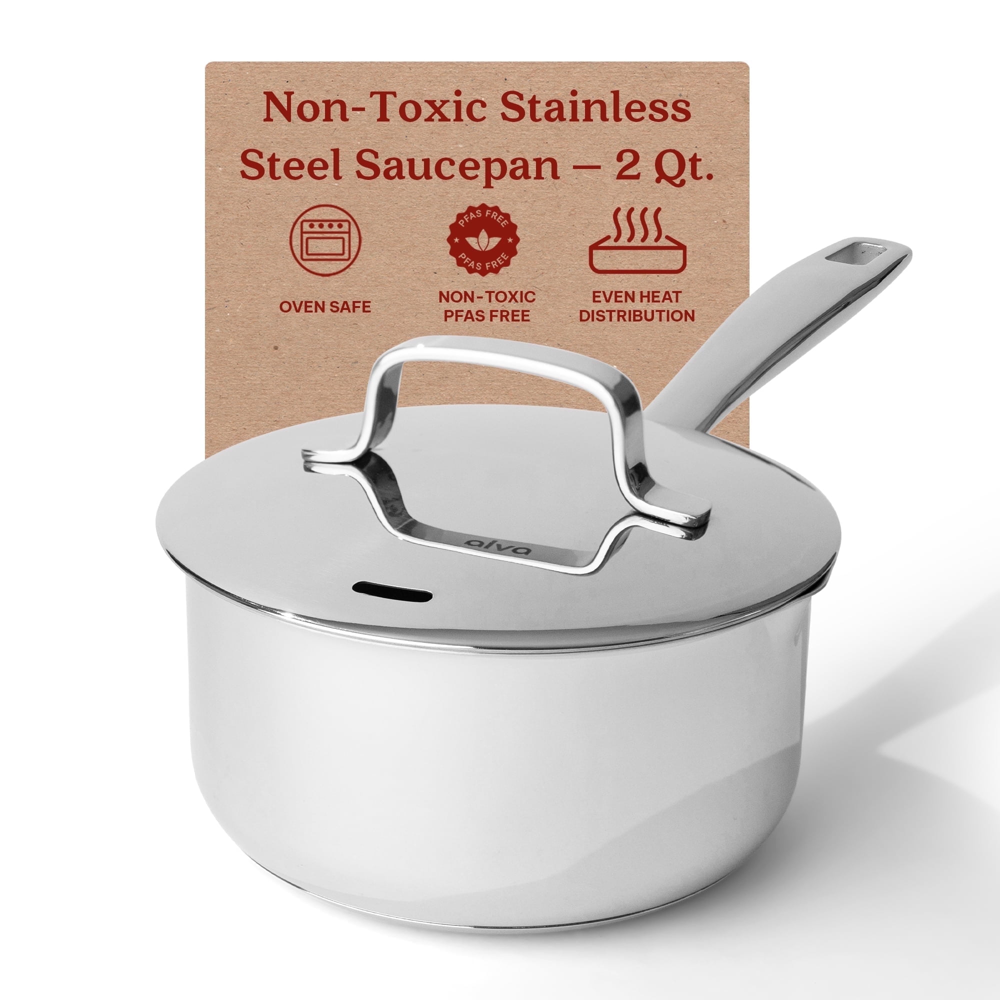 Alva Maestro 2 Qt Stainless Steel Non-Stick Saucier with Pour Spout