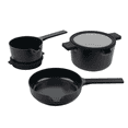 thumbnail image 1 of Alva Neat 5-Piece Nesting Cookware Set, Ceramic Nonstick, Non Toxic, Black, 1 of 12
