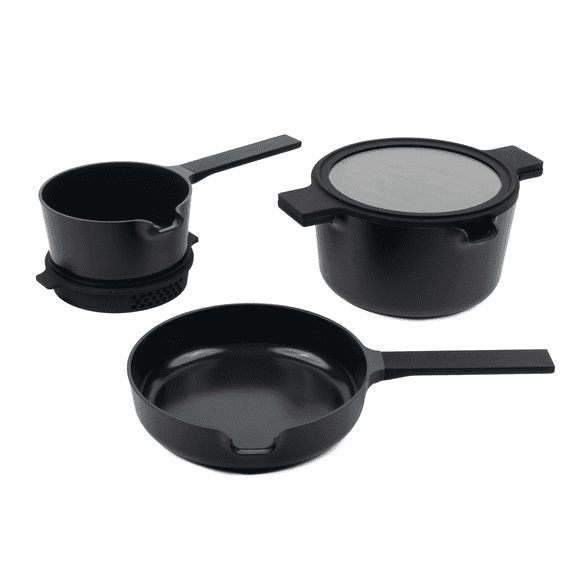 Alva Neat 5-Piece Nesting Cookware Set, Ceramic Nonstick, Non Toxic, Black