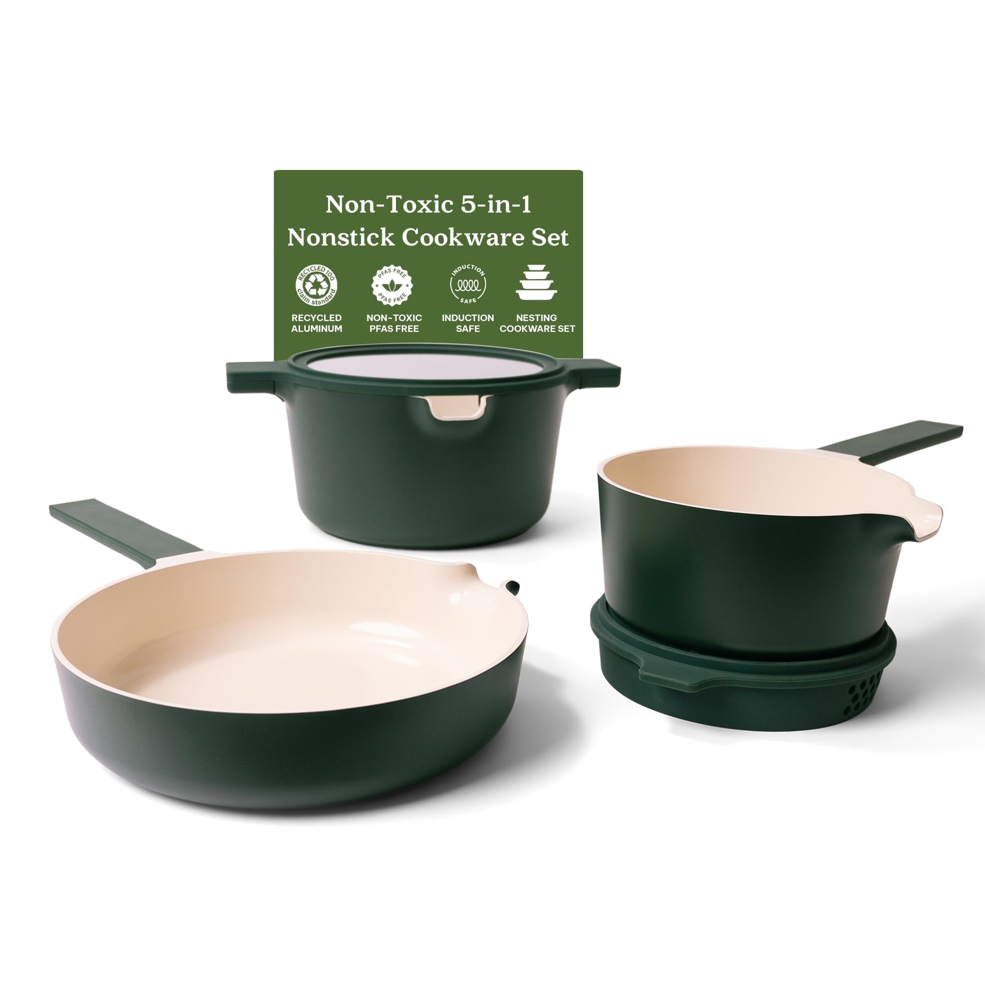 Alva 5-in-1 Green Ceramic Nonstick Cookware Set