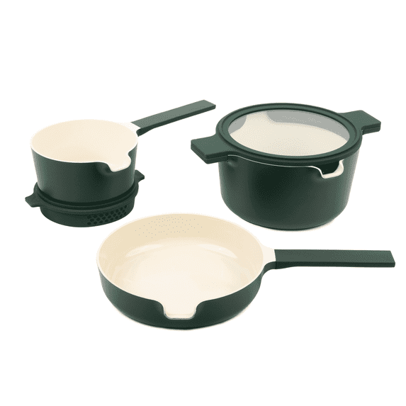Alva Neat 5-Piece Nesting Cookware Set, Ceramic Nonstick, Non Toxic, Green
