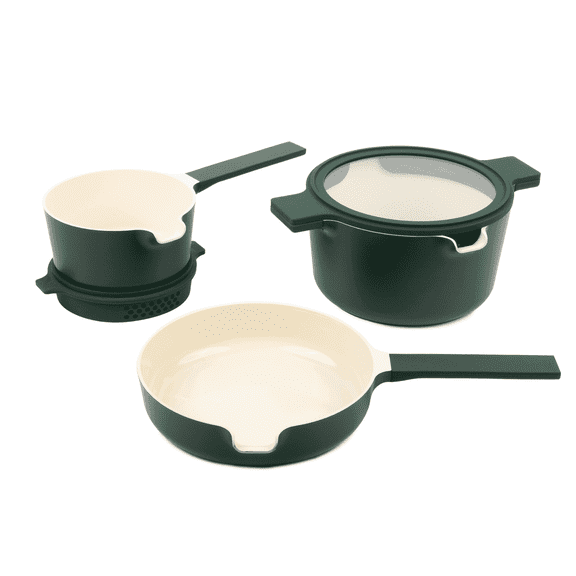 Alva Neat 5-Piece Nesting Cookware Set, Ceramic Nonstick, Non Toxic, Green