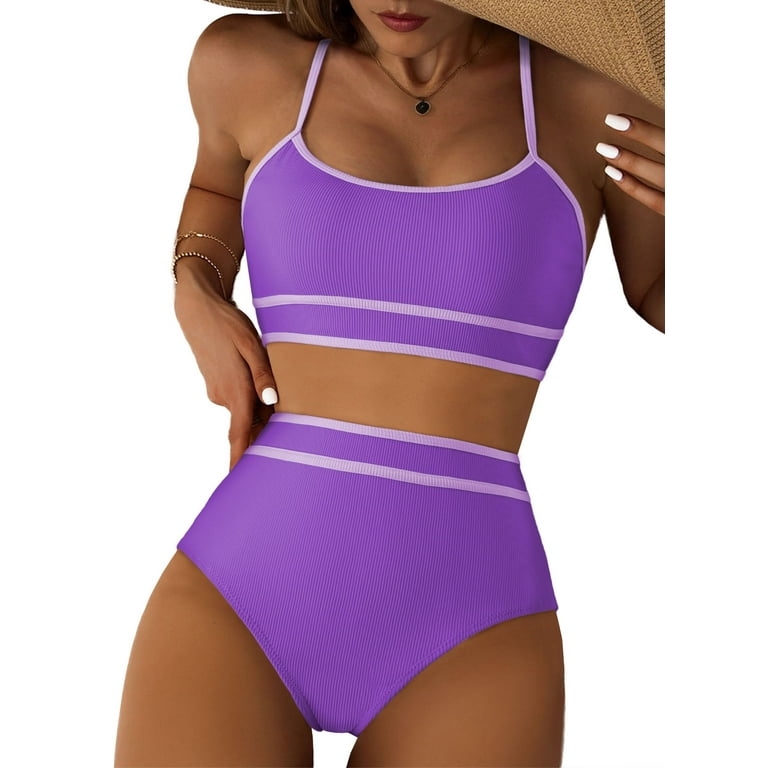 Purple two piece swimsuits store