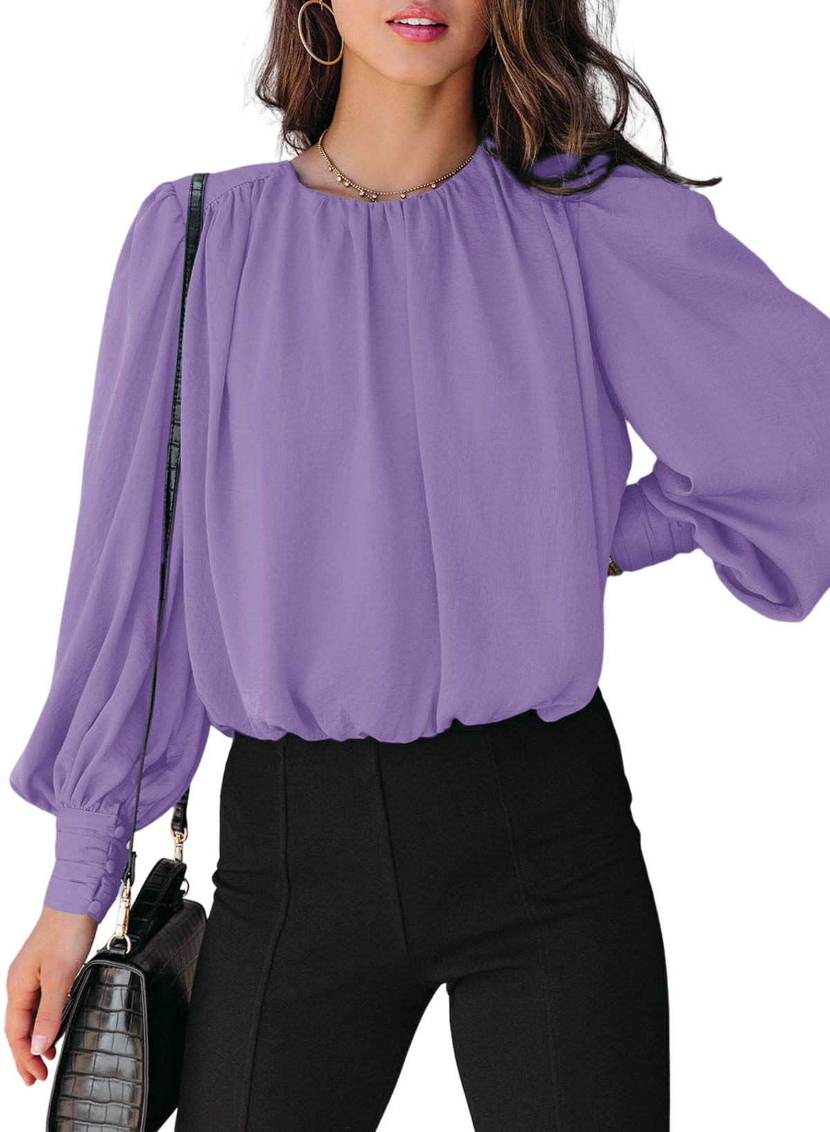 AlvaQ Blouses for Women Business Long Sleeve Tops Dressy Casual Fall