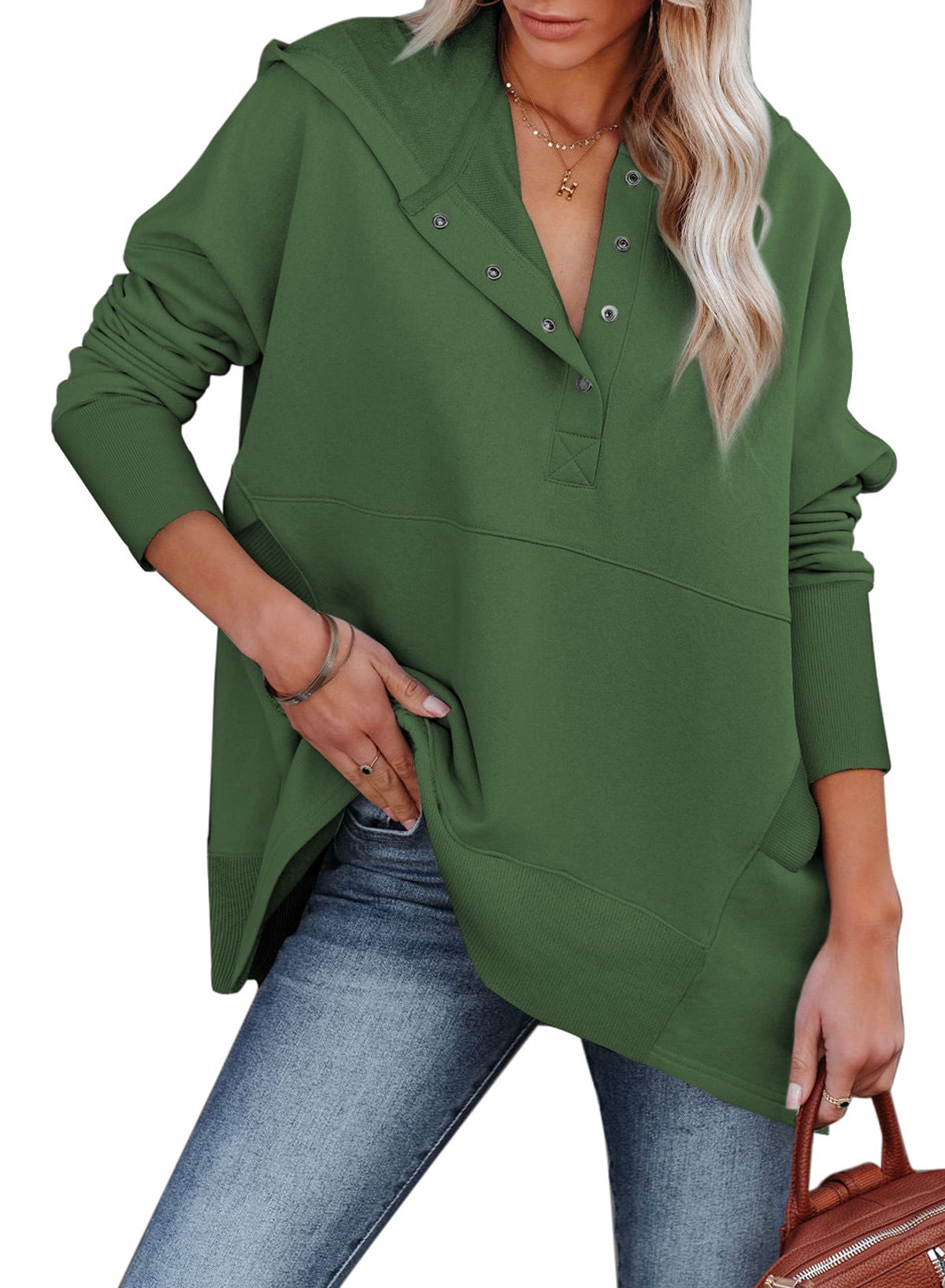 Women's button store up sweatshirt